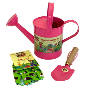 Little Pals Kids Pink Watering Can Kit w/Trowel & Gloves